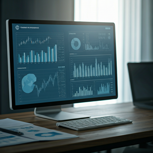 Monitor exibindo gráficos e indicadores de desempenho